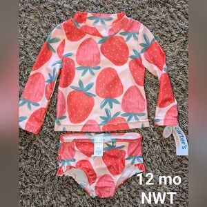 Carter's Red Strawberry Print Kids Rashguard Set